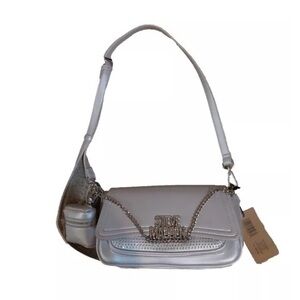 STEVE MADDEN BKloe Silver Rhinestone Crossbody Convertible Bag W/Pouch